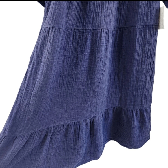 Beach Lunch Lounge Blue Babydoll Dress Crinkled Womens Size XS NEW NWT - Picture 4 of 8